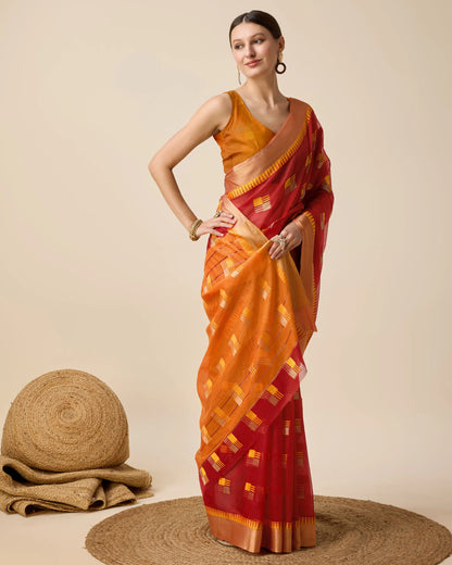 Woven Design Zari Silk Cotton Designer Kota Saree