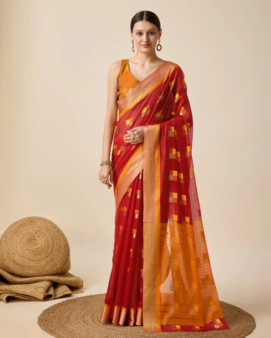 Woven Design Zari Silk Cotton Designer Kota Saree