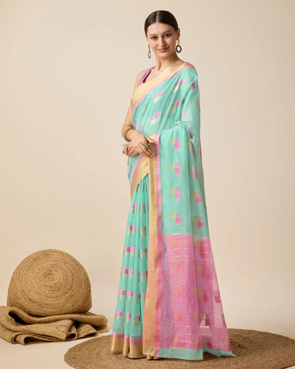 Woven Design Zari Silk Cotton Designer Kota Saree