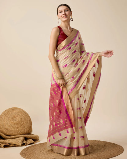 Woven Design Zari Silk Cotton Designer Kota Saree