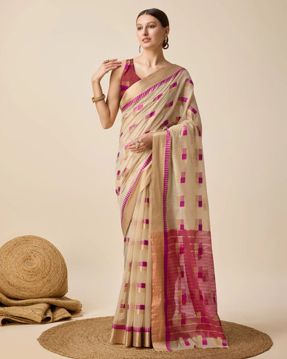 Woven Design Zari Silk Cotton Designer Kota Saree