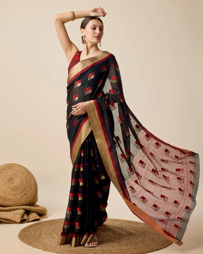 Woven Zari Silk Cotton Designer Kota Saree