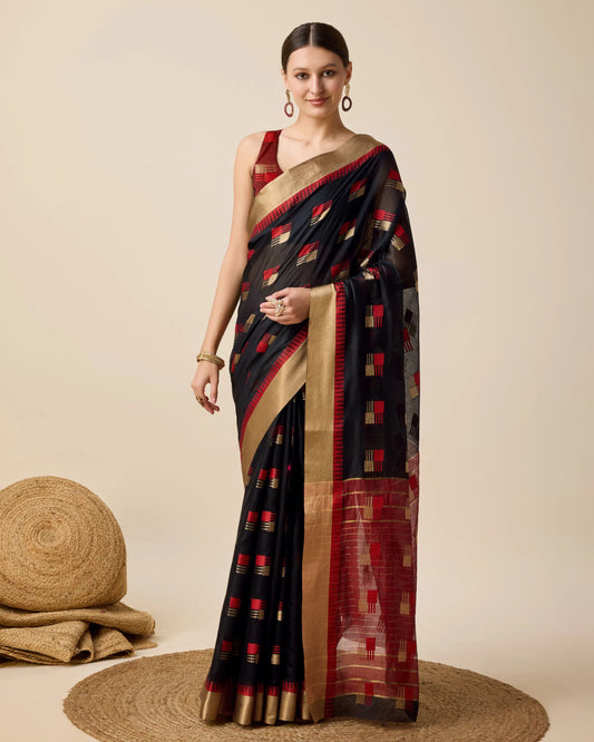 Woven Zari Silk Cotton Designer Kota Saree