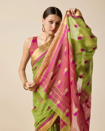 Woven Zari Silk Cotton Designer Kota Saree