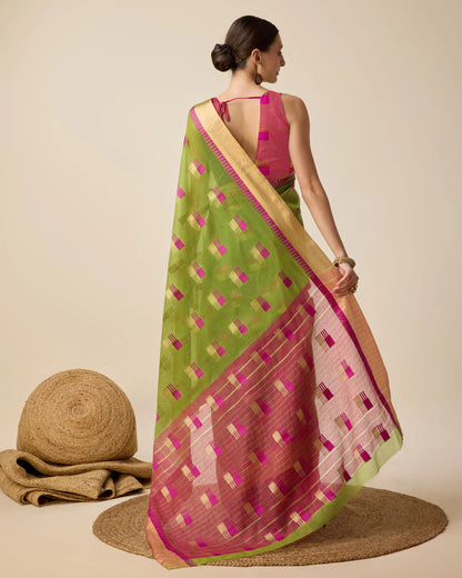 Woven Zari Silk Cotton Designer Kota Saree