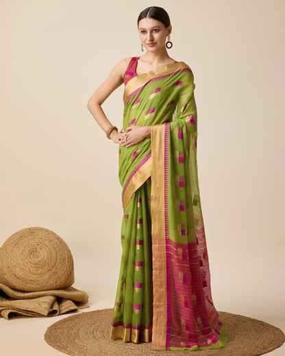 Woven Zari Silk Cotton Designer Kota Saree