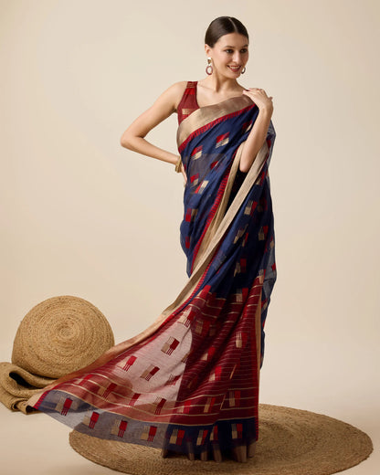 Woven Zari Silk Cotton Designer Kota Saree