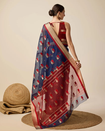 Woven Zari Silk Cotton Designer Kota Saree