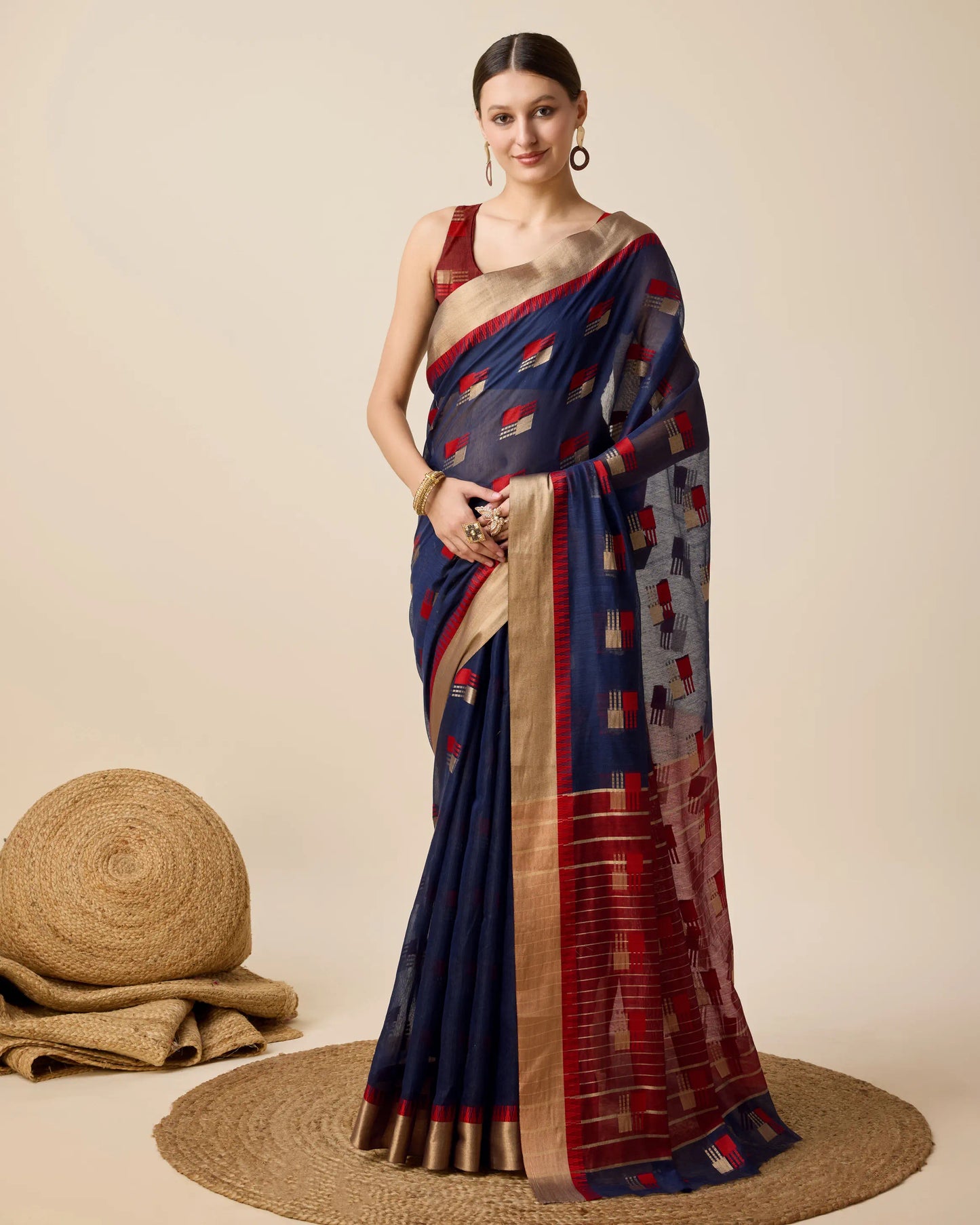 Woven Zari Silk Cotton Designer Kota Saree