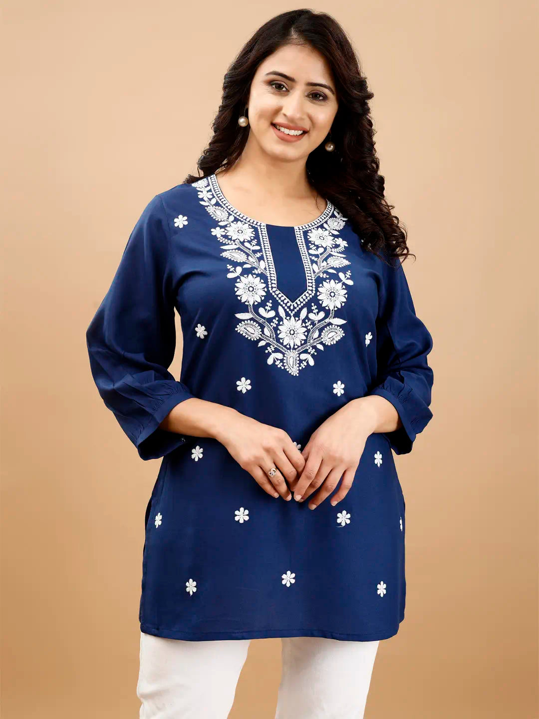 Embroidery Work Readymade Casual Wear Kurti