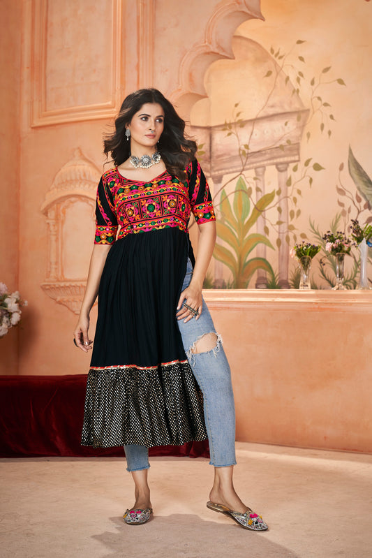 Rayon Casual Kurti with Embroidered