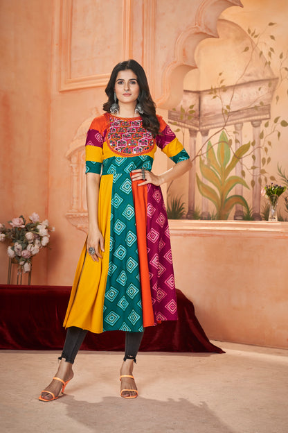 Rayon Casual Kurti with Embroidered