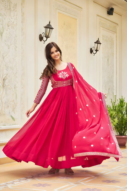 Designer Long Gown Dress With Dupatta