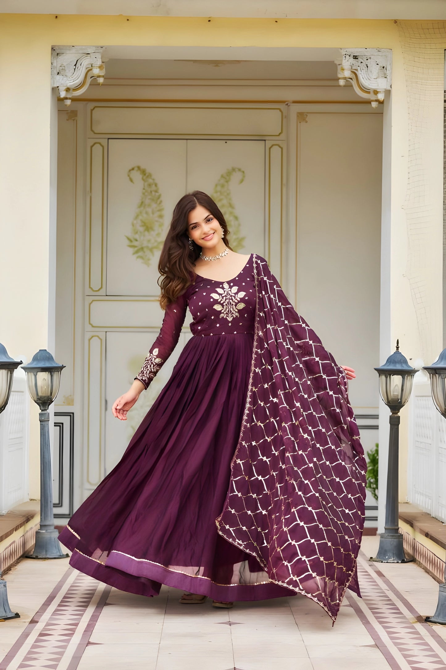 Rangoli Sequence Embroidery Gown