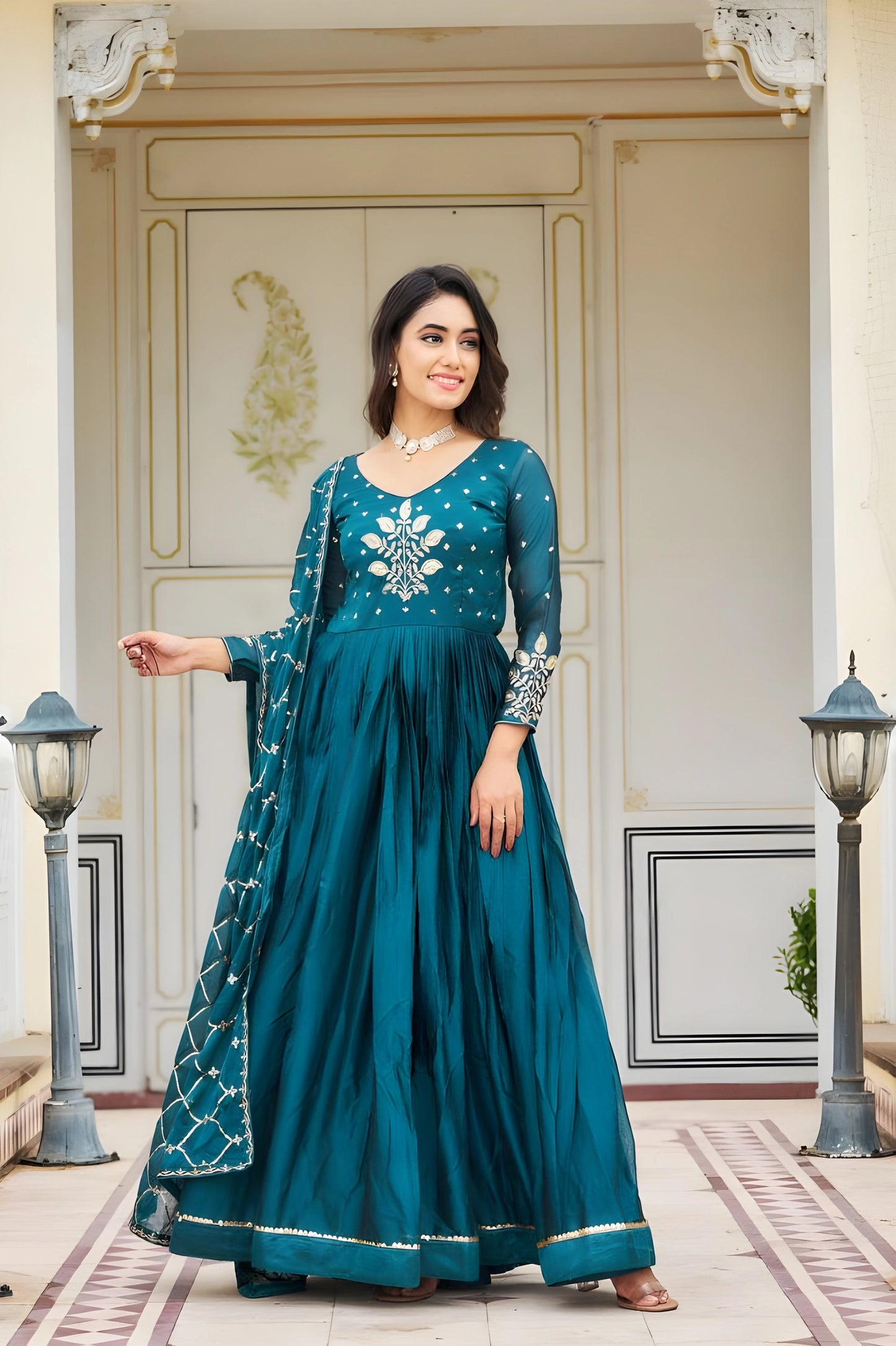 Rangoli Sequence Embroidery Gown