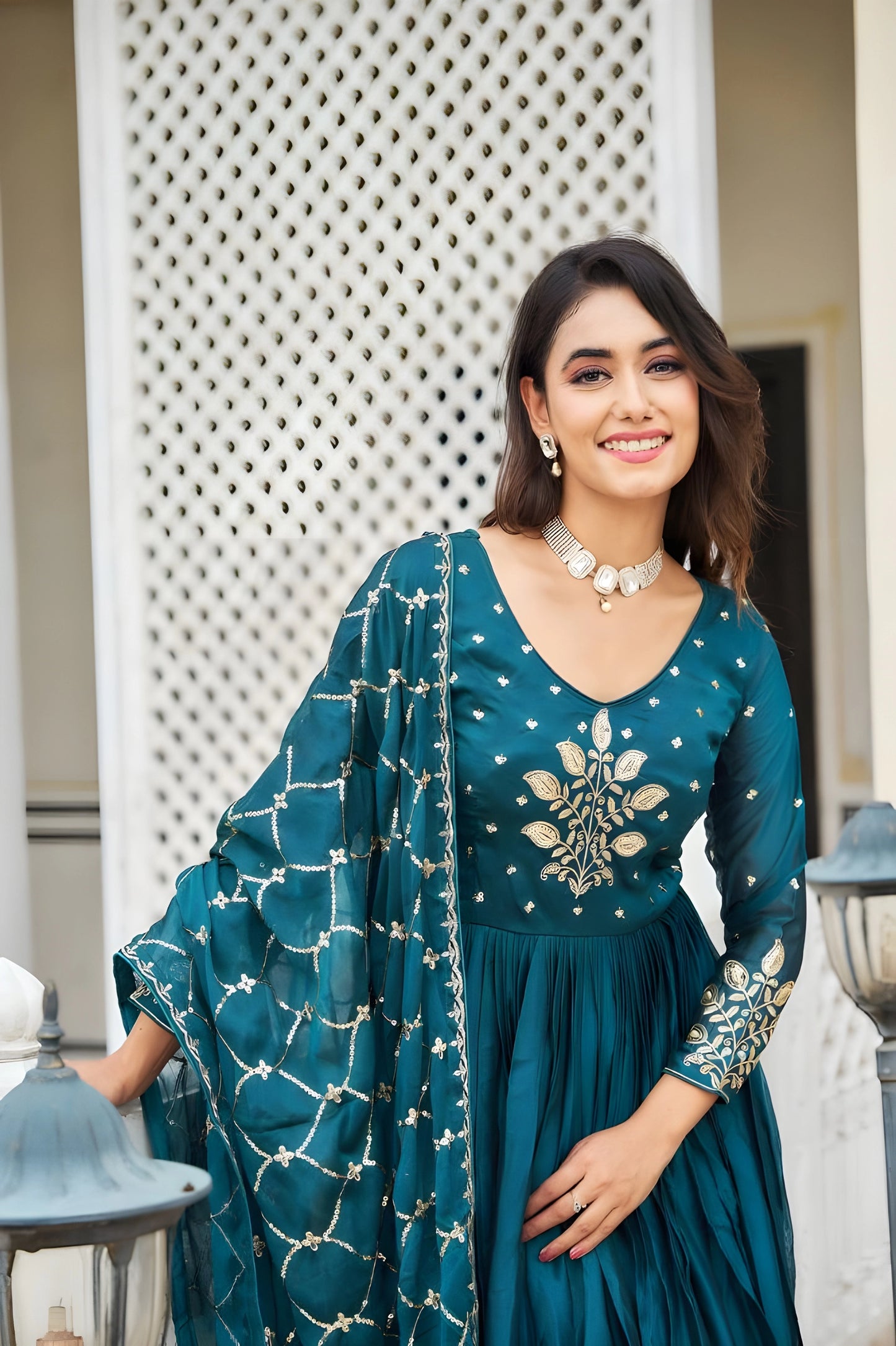 Rangoli Sequence Embroidery Gown