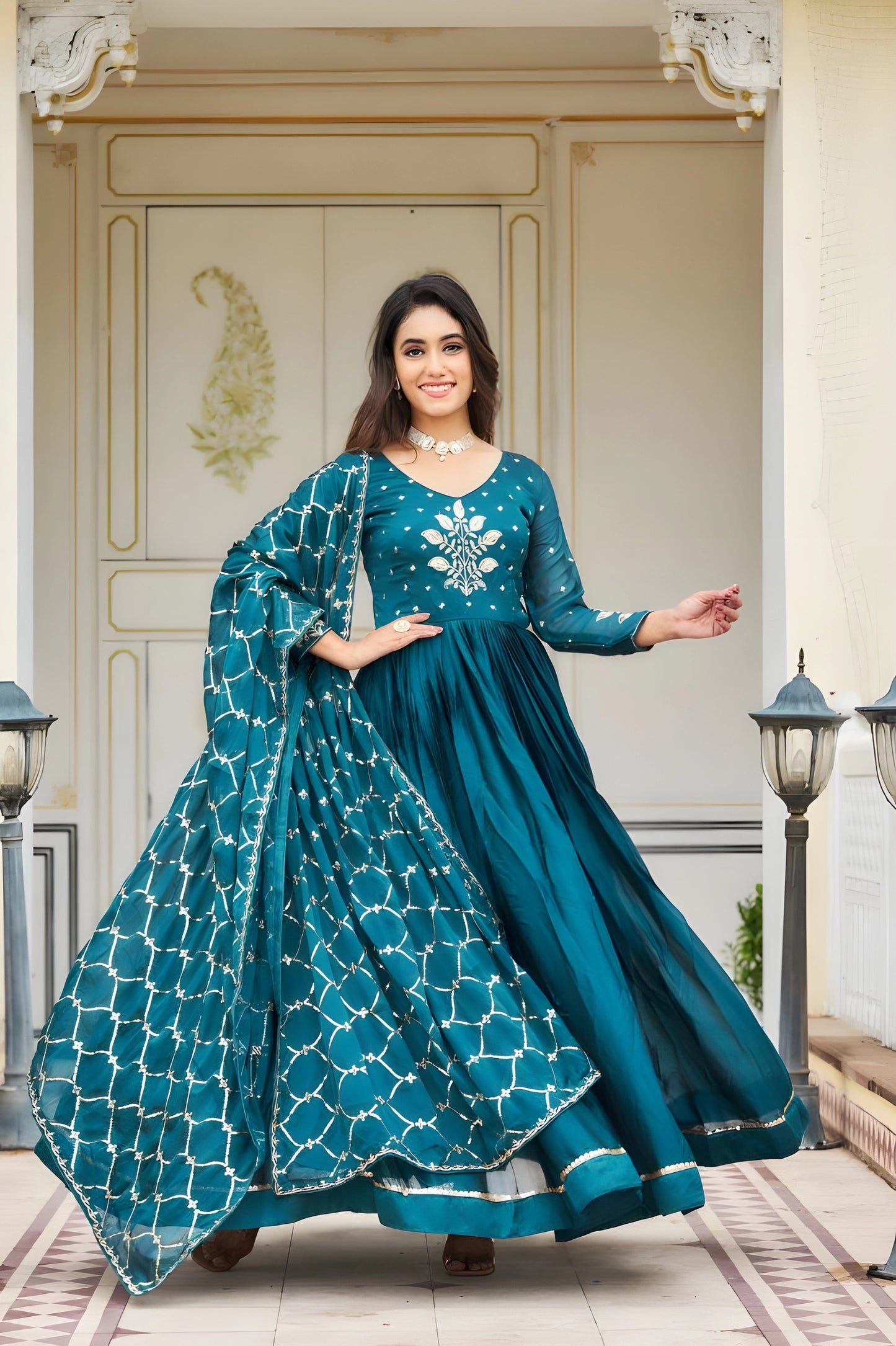 Rangoli Sequence Embroidery Gown