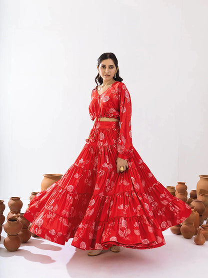 Trendy Crop Top With Lehenga