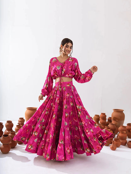 Trendy Crop Top With Lehenga