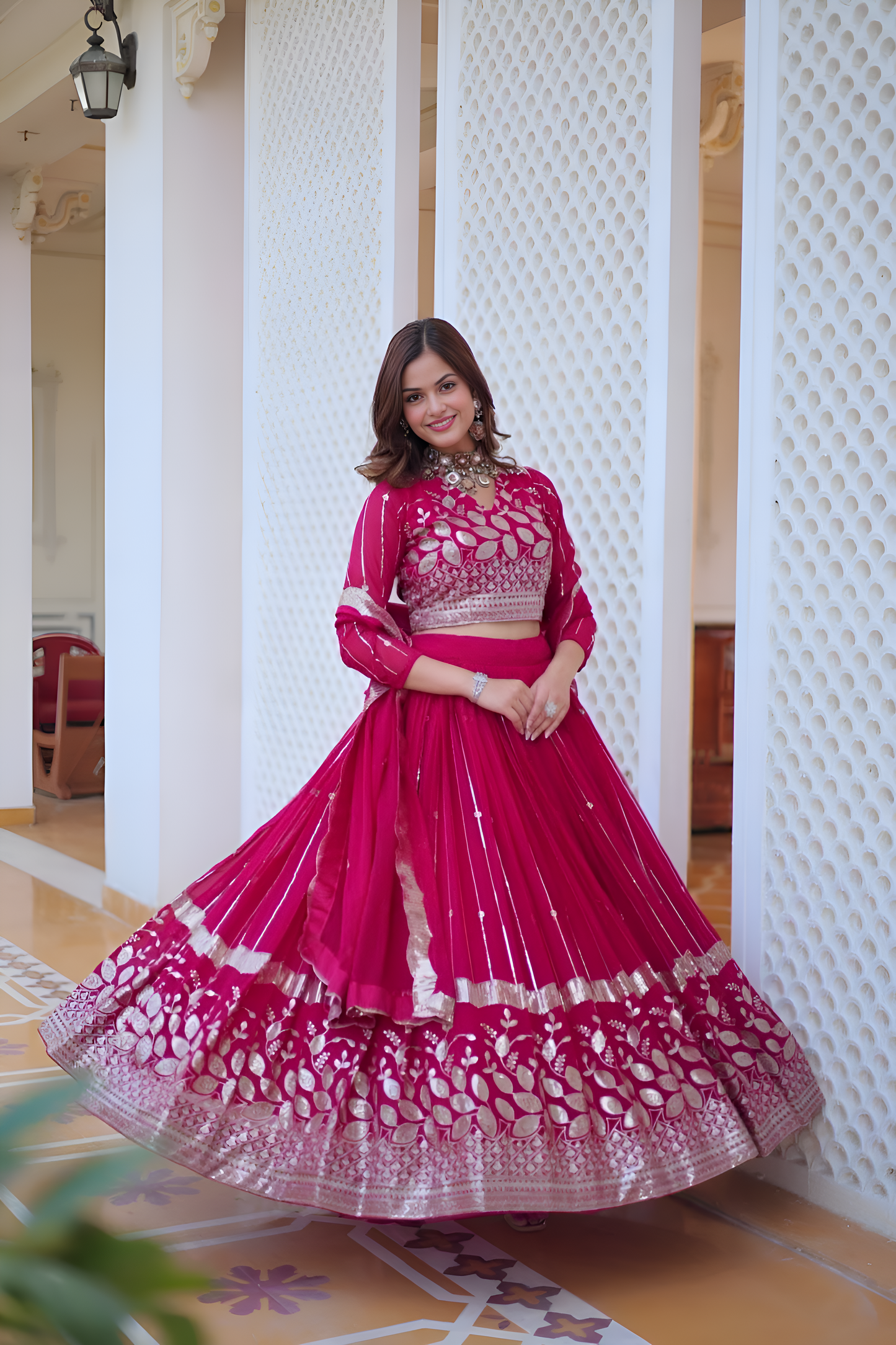 Designer Faux Georgette Readymade Lehenga Choli For Wedding