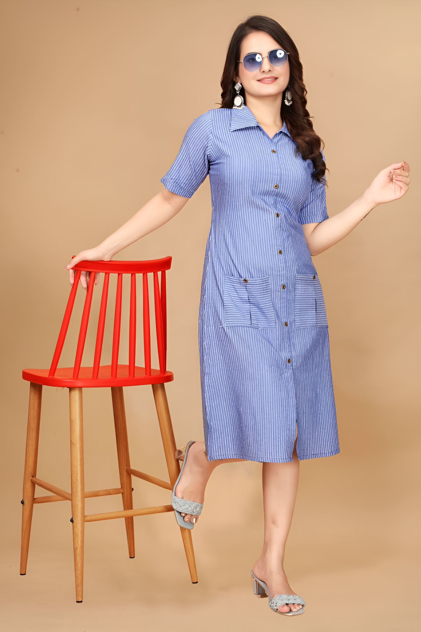 Women Solid Cotton Blend A-line Kurta