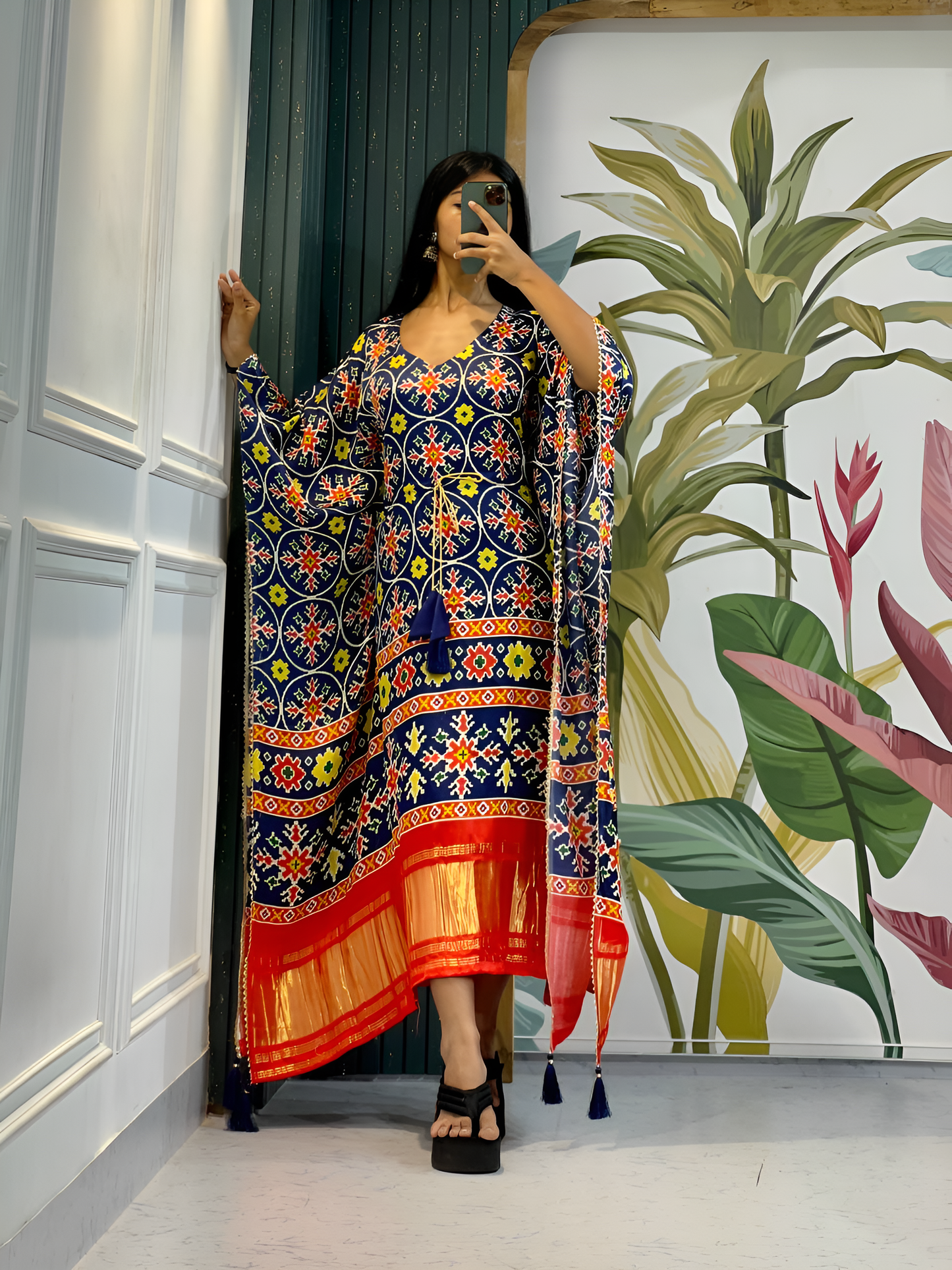 Multi color Satin Silk Kaftan