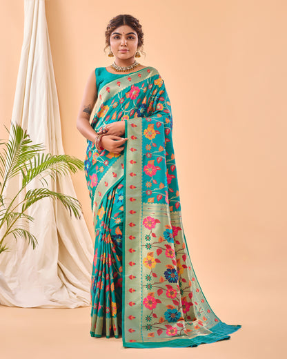 Party Perfect Floral Print Silk Saree