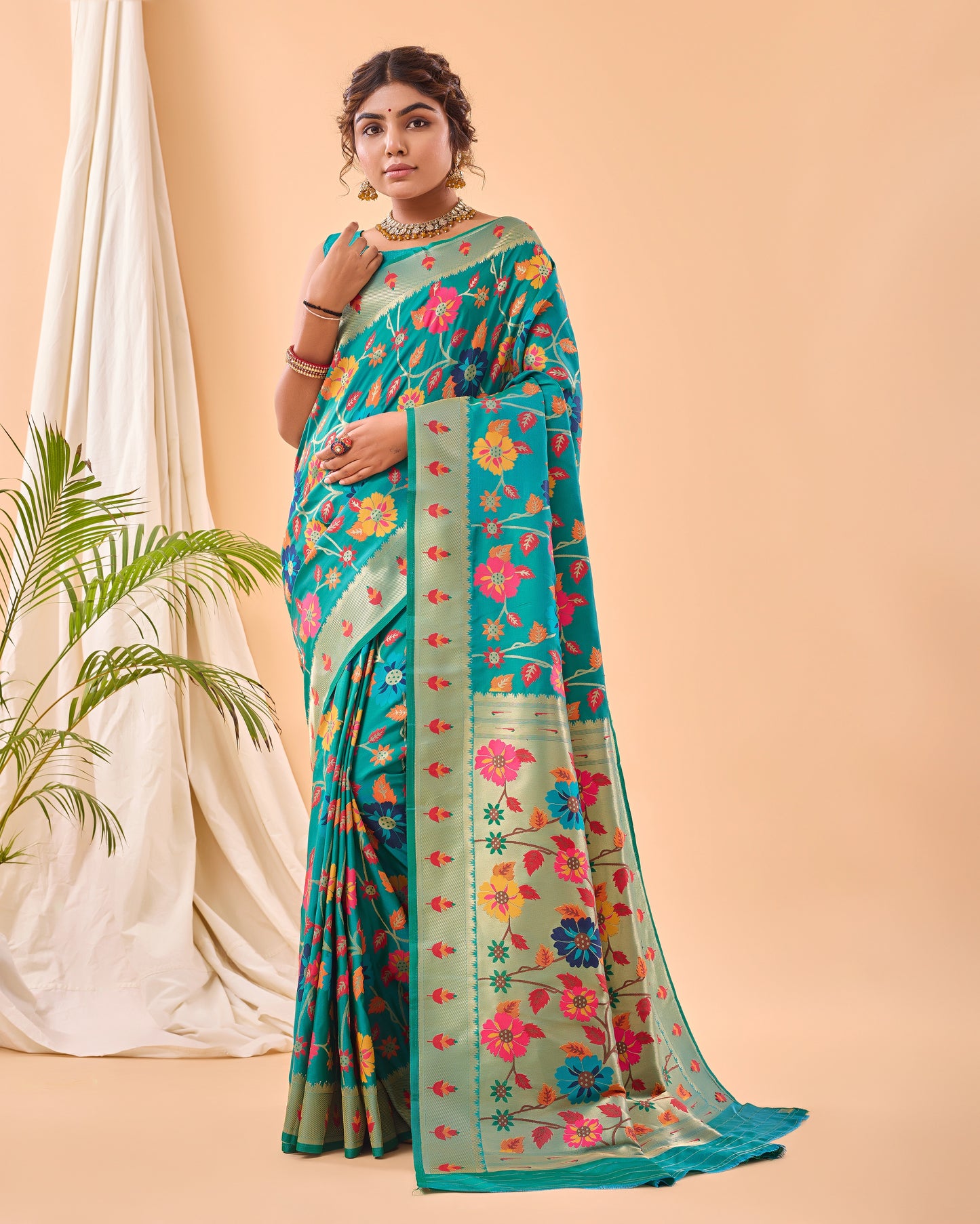 Party Perfect Floral Print Silk Saree