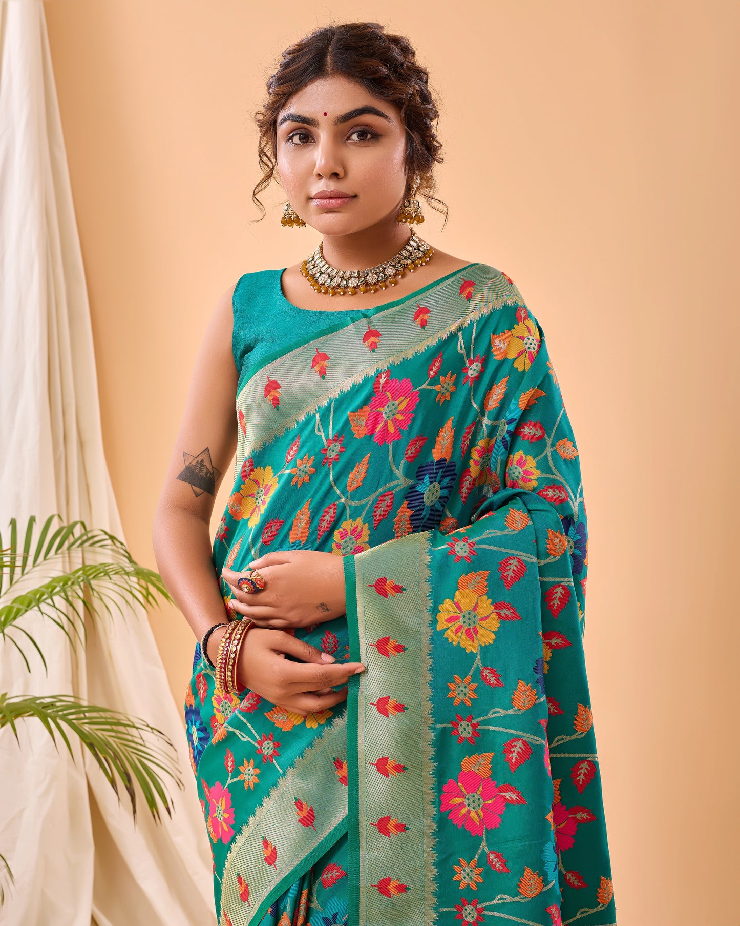 Party Perfect Floral Print Silk Saree