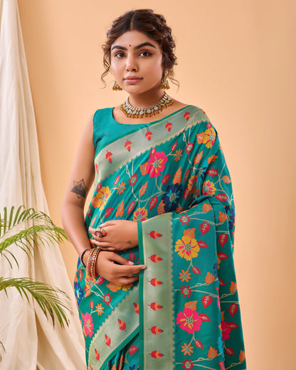 Party Perfect Floral Print Silk Saree