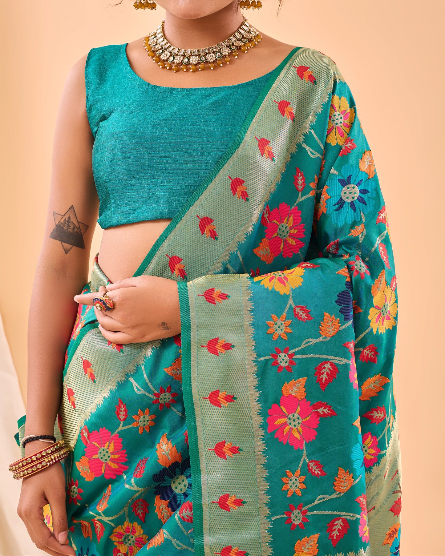 Party Perfect Floral Print Silk Saree