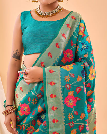 Party Perfect Floral Print Silk Saree