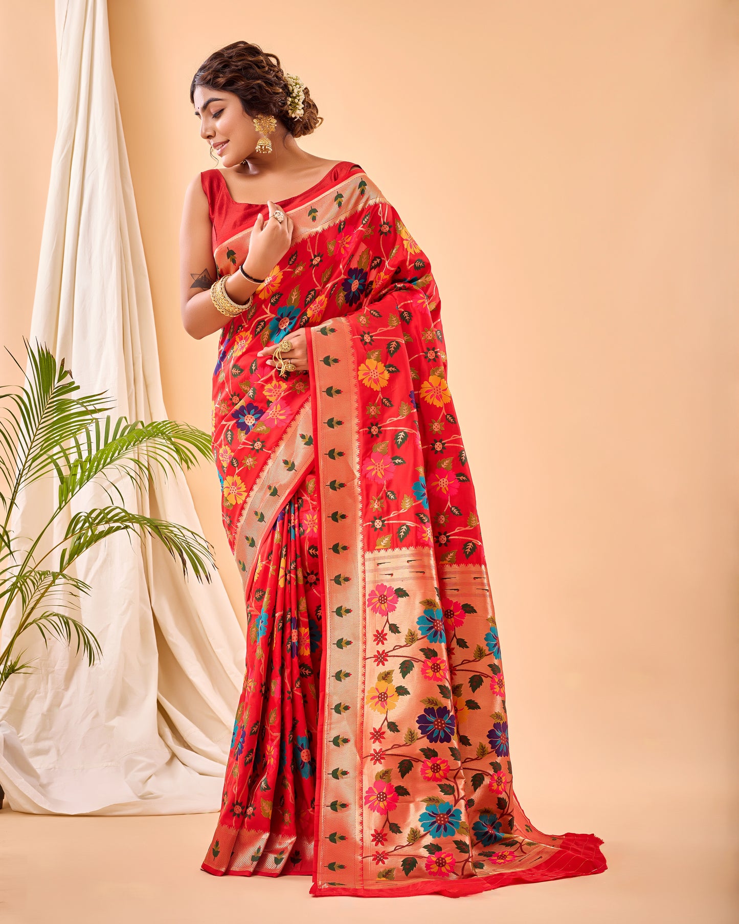 Party Perfect Floral Print Silk Saree