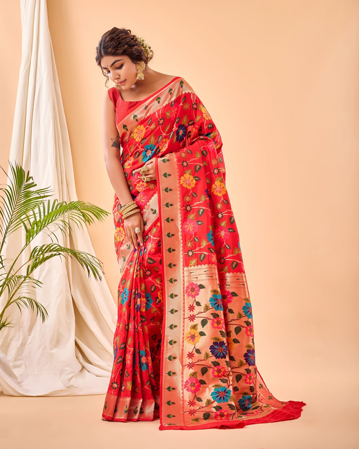 Party Perfect Floral Print Silk Saree