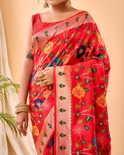 Party Perfect Floral Print Silk Saree