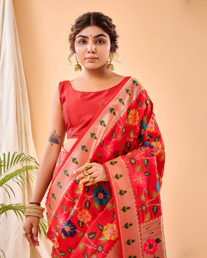 Party Perfect Floral Print Silk Saree