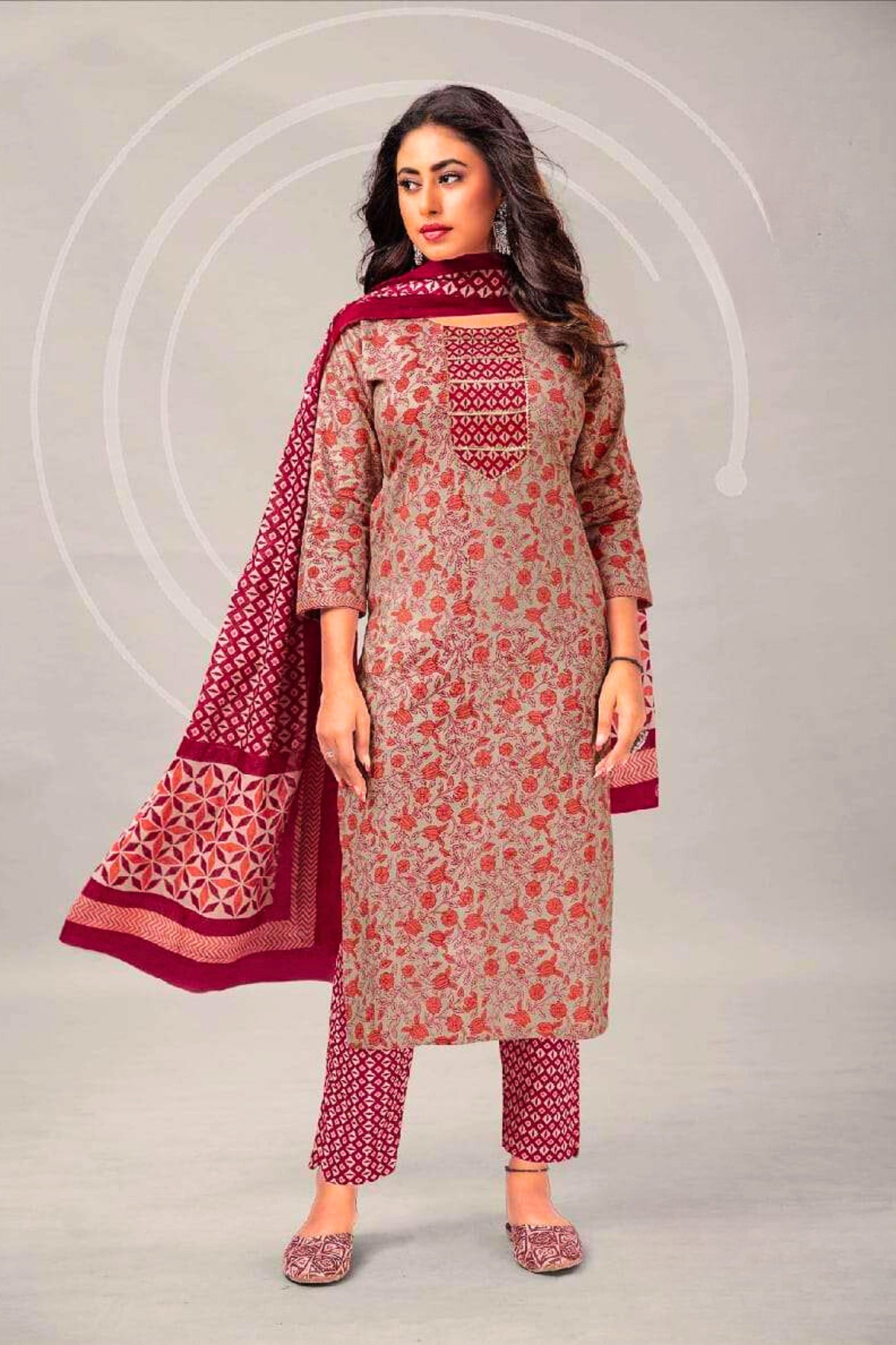 Pure Cotton Kurti Pant with pocket and Dupatta set