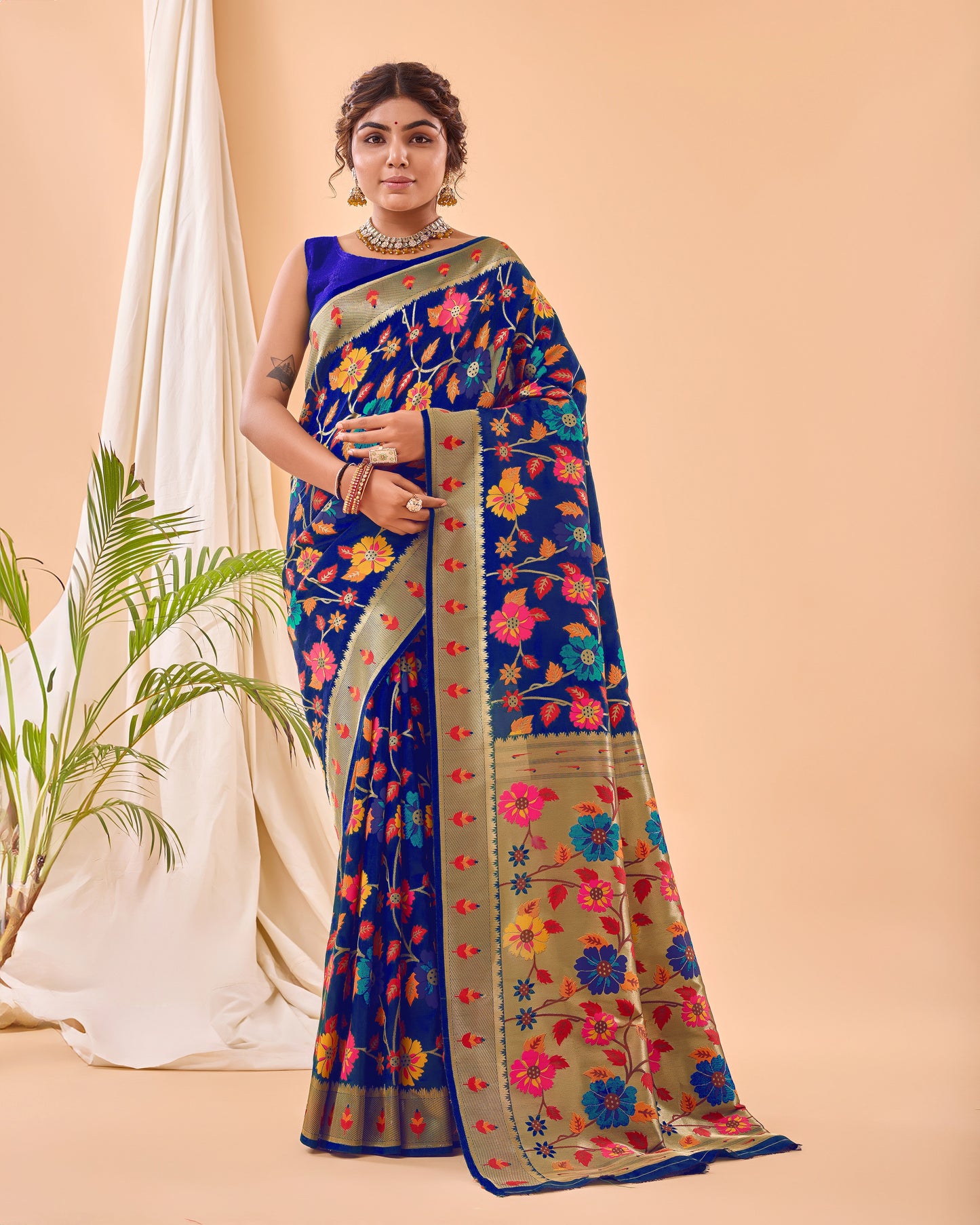 Party Perfect Floral Print Silk Saree