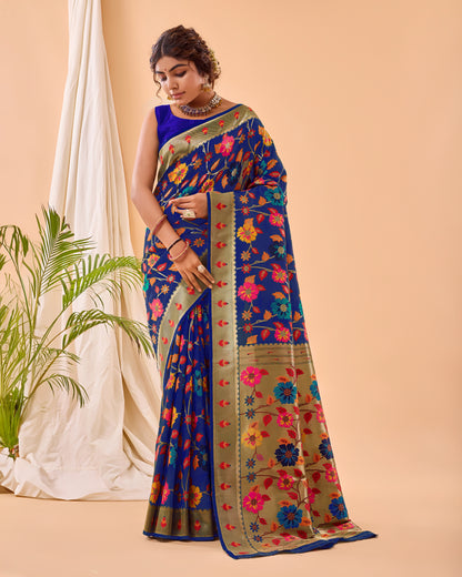 Party Perfect Floral Print Silk Saree