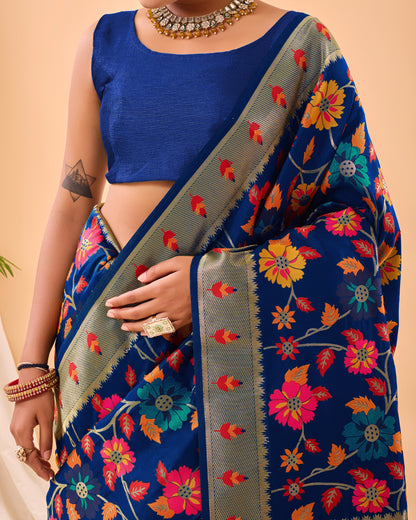 Party Perfect Floral Print Silk Saree