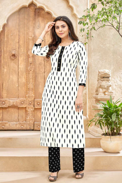 Cotton Ikkat Print Kurti Pant with Pocket