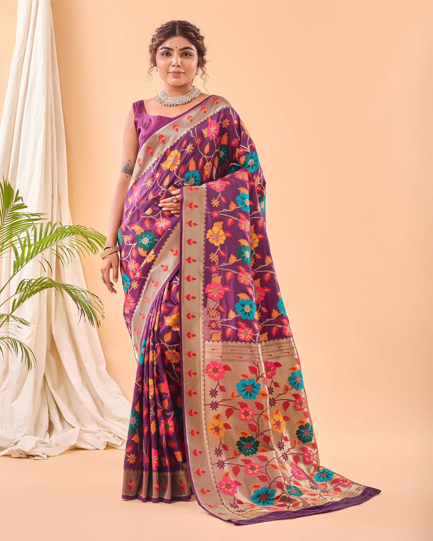 Party Perfect Floral Print Silk Saree