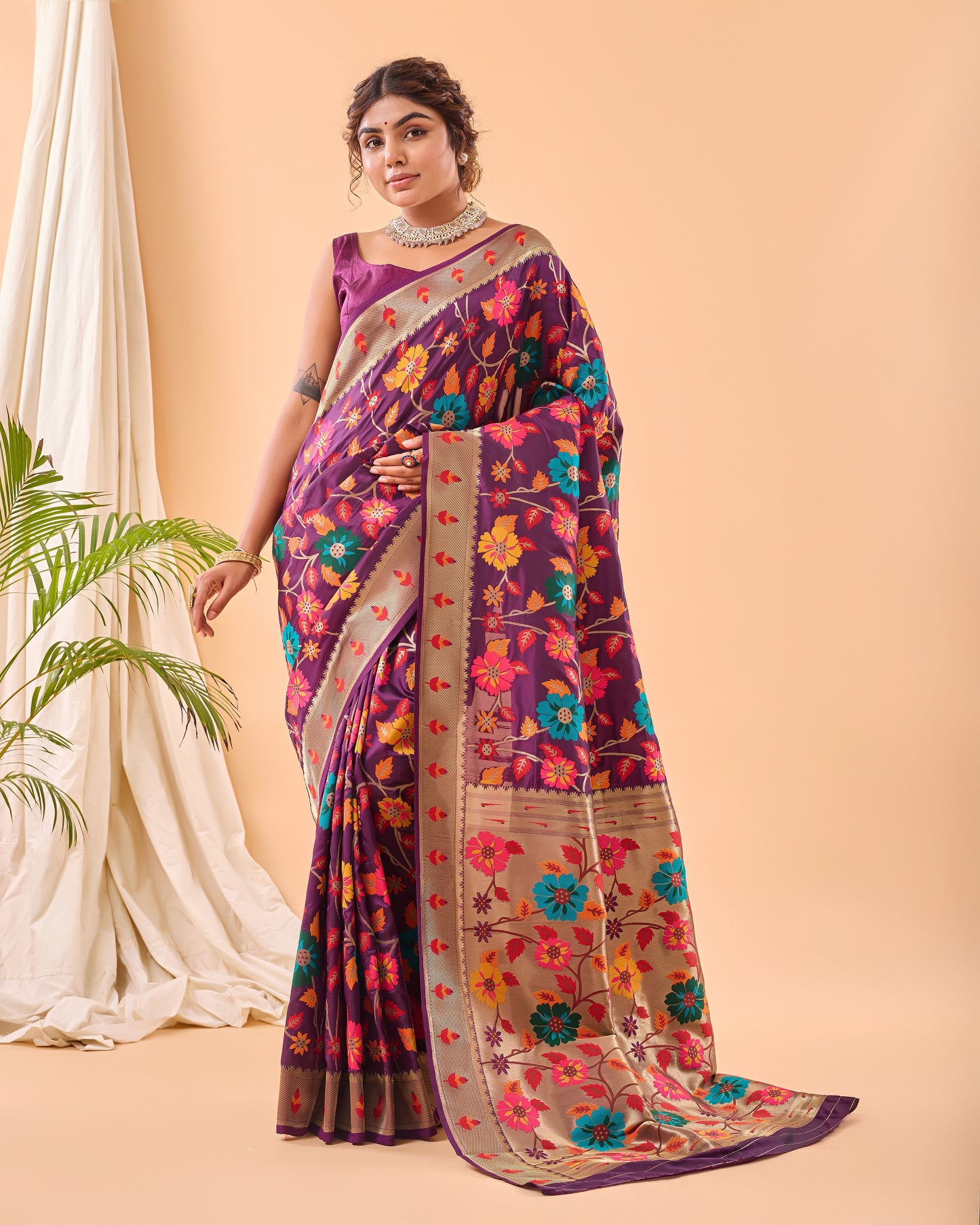 Party Perfect Floral Print Silk Saree