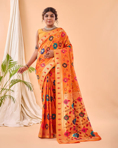 Party Perfect Floral Print Silk Saree