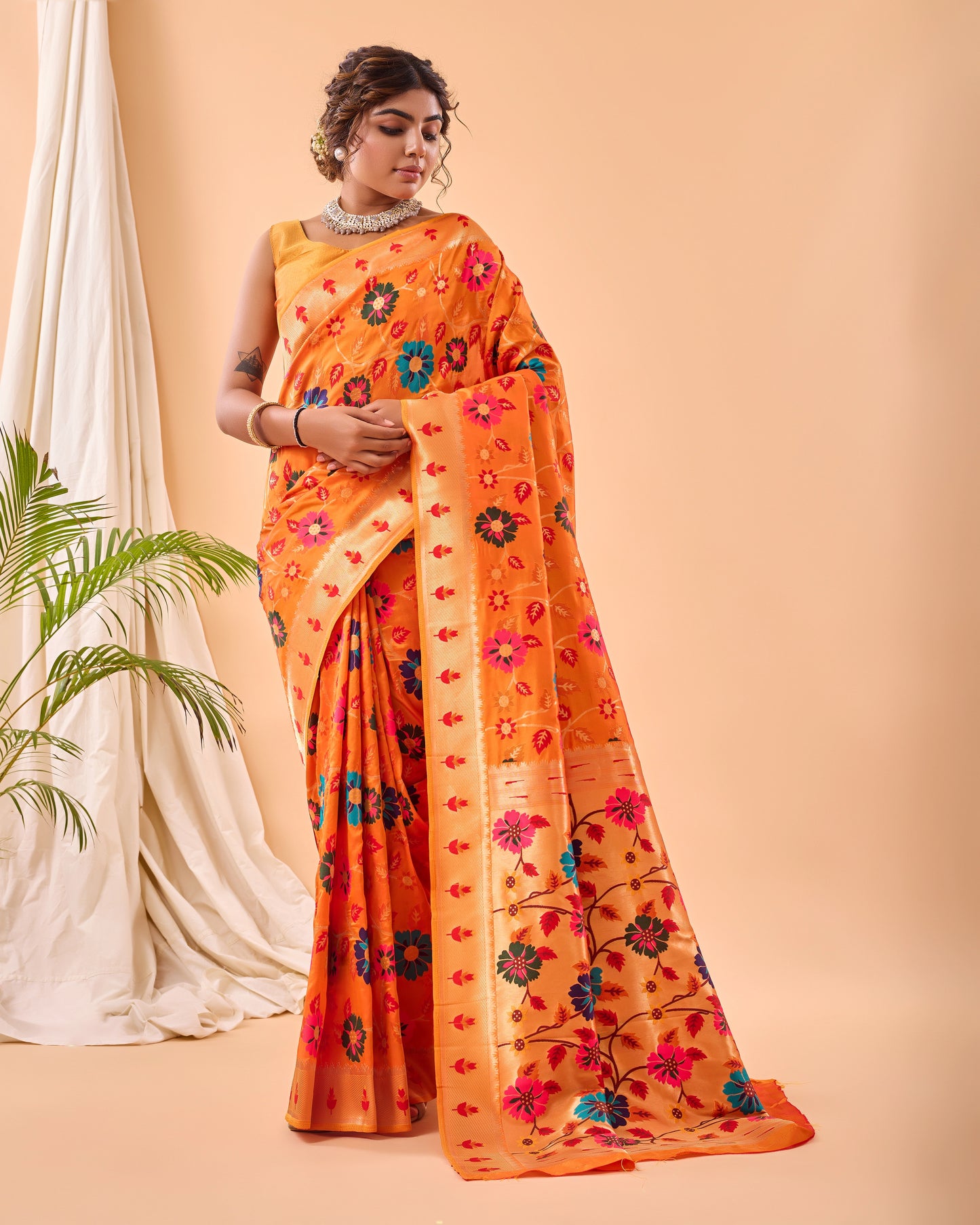 Party Perfect Floral Print Silk Saree