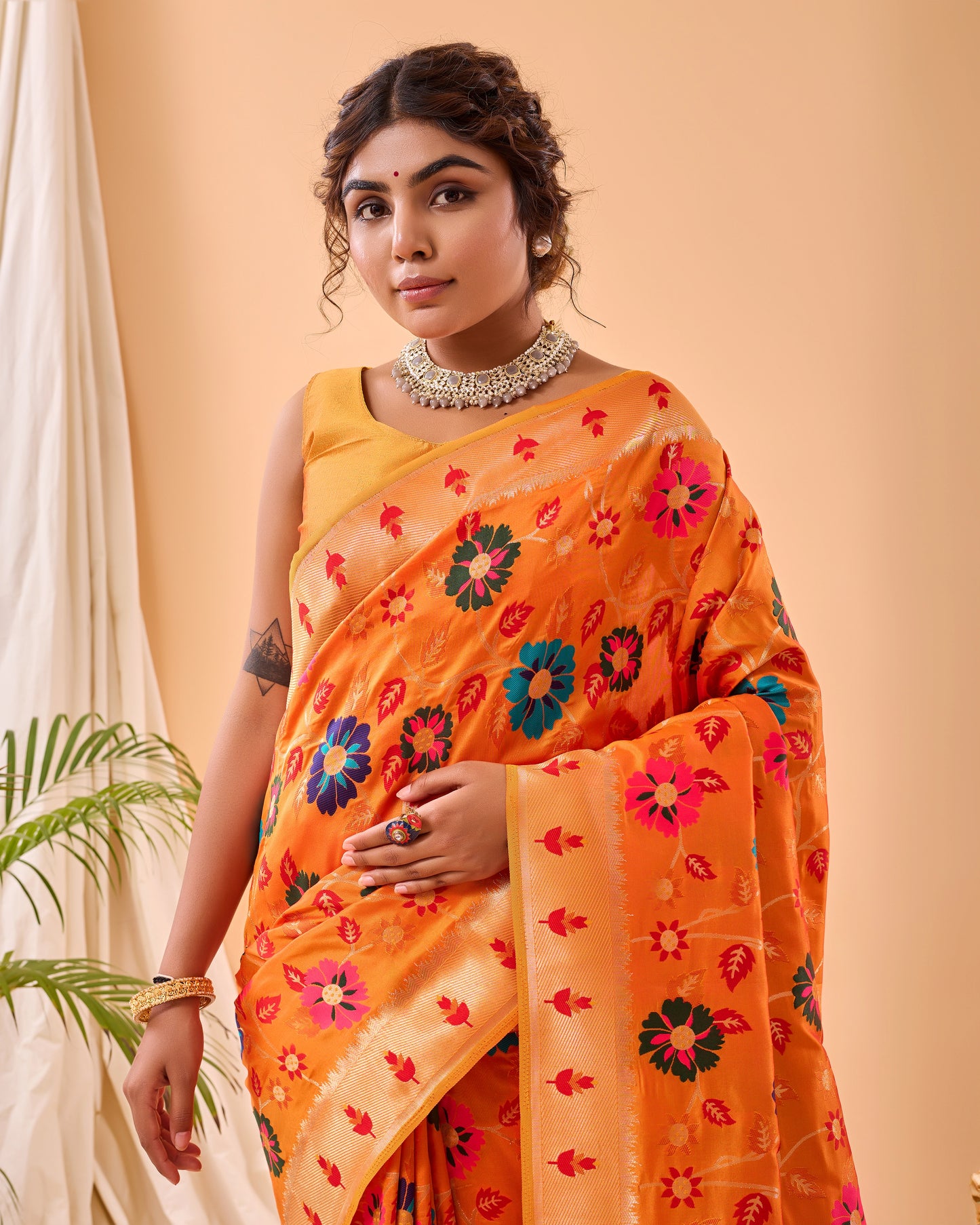 Party Perfect Floral Print Silk Saree