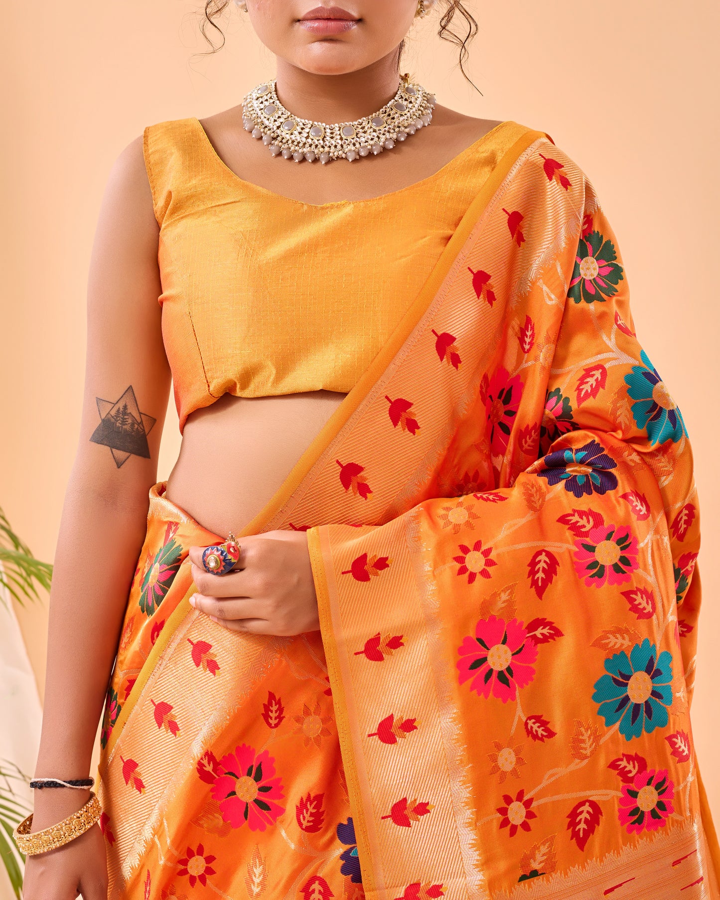 Party Perfect Floral Print Silk Saree