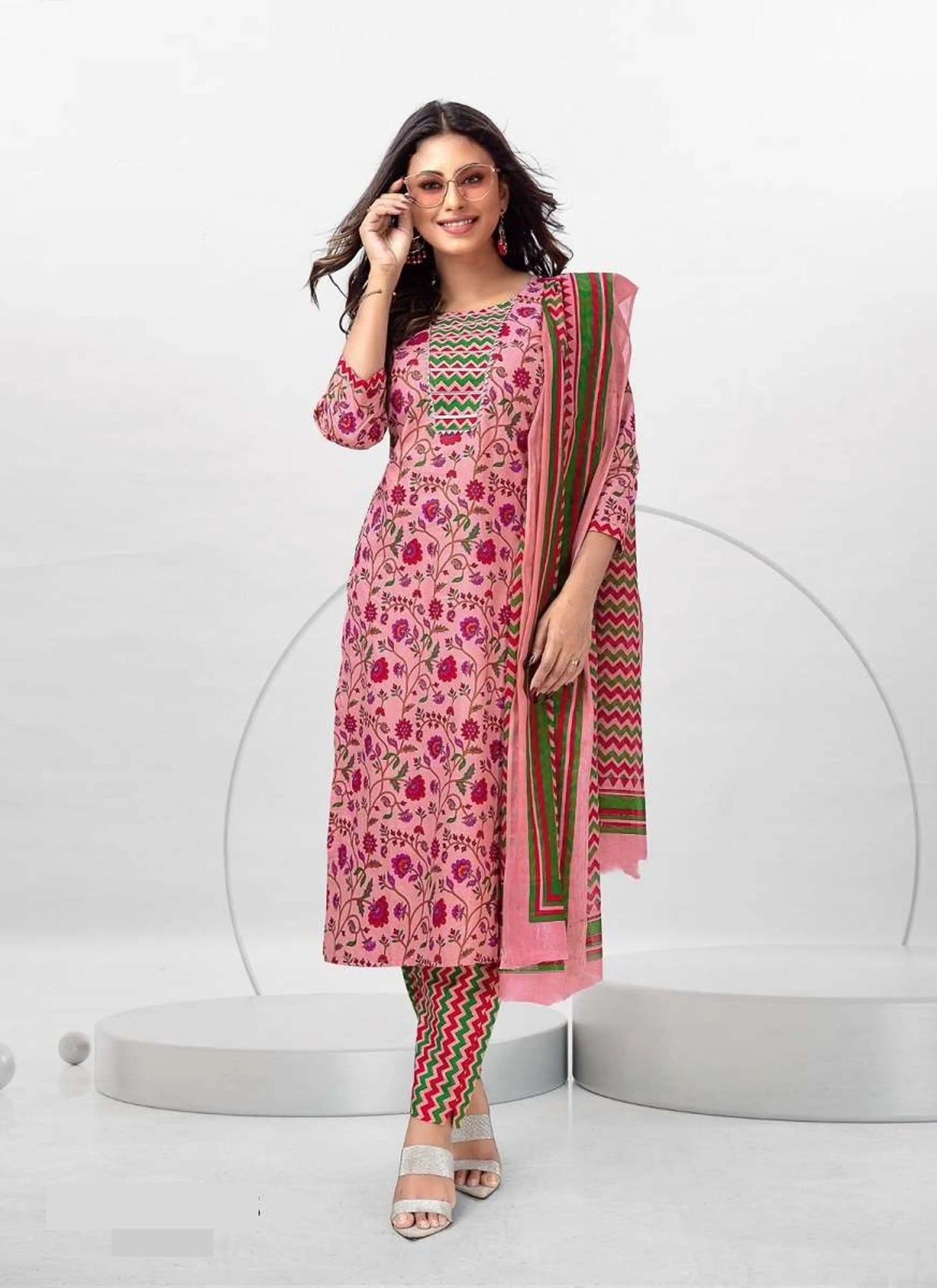 Pure Cotton Kurti Set with Dupatta L-Size Pant with Pocket