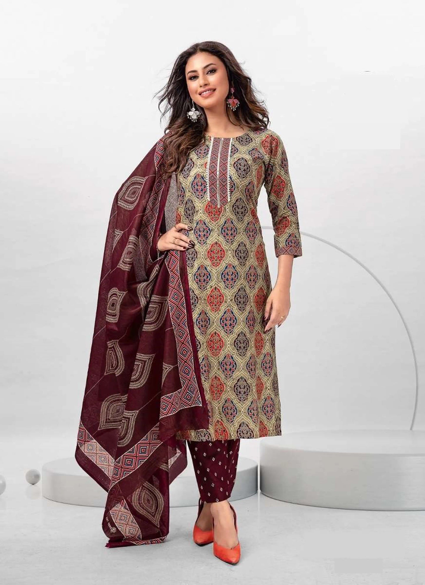 Pure Cotton Kurti Set with Dupatta L-Size Pant with Pocket