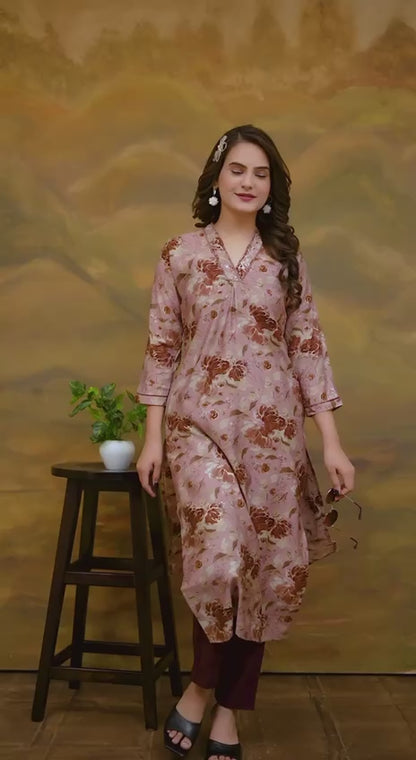 Designer Modal Silk Ready made Kurti Set